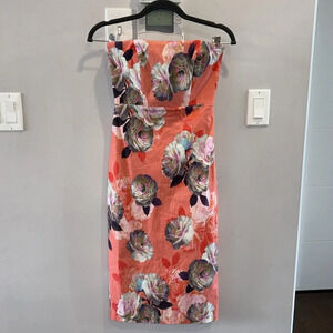 Nicole Miller Collection Strapless  Floral Dress